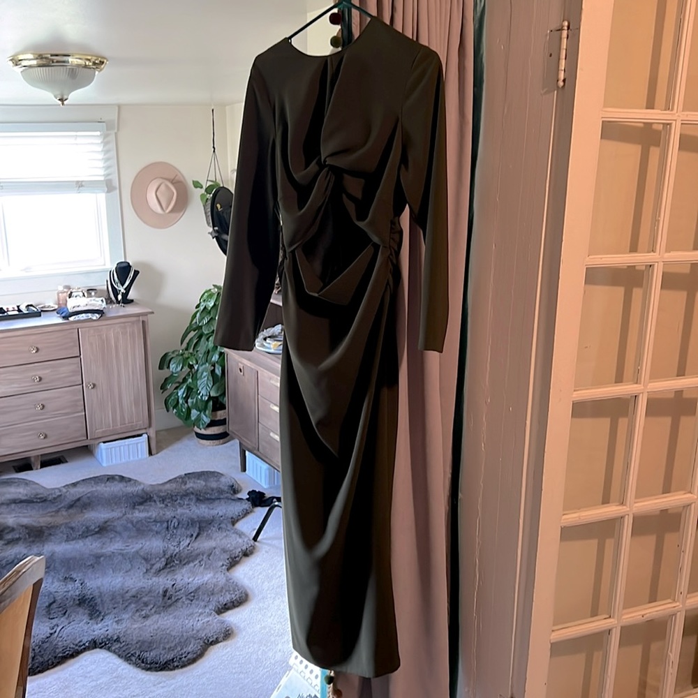 Dark olive green Zara long dress